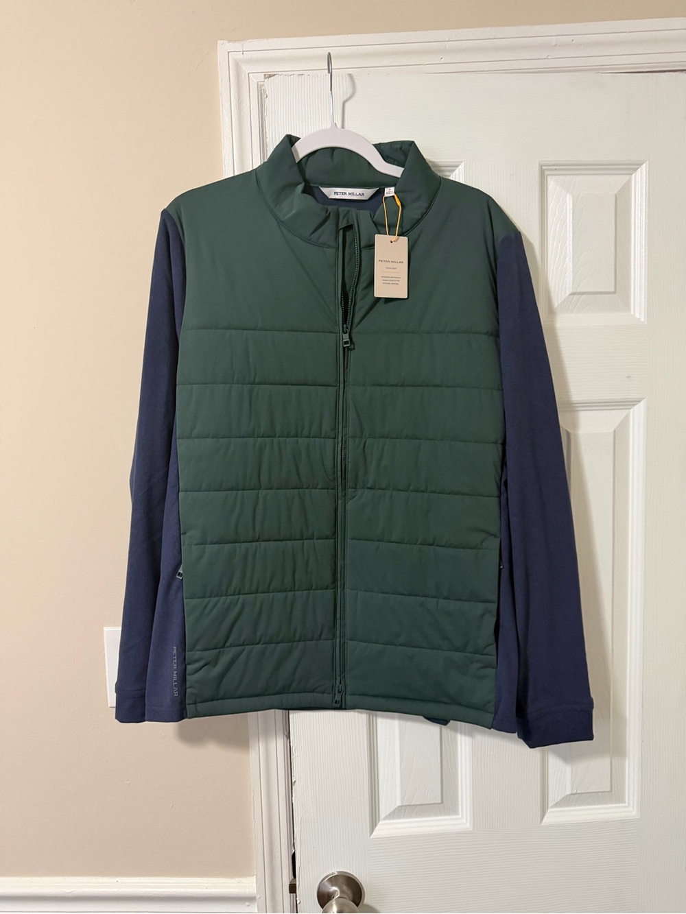 Peter Millar Green Quilted Front Jacket with Navy Sleeves